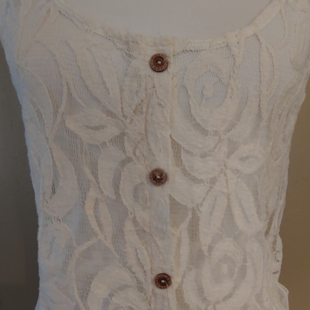 5/$35 3/$25 SHEER LACE TANK TOP - CREAM - Picture 2 of 5